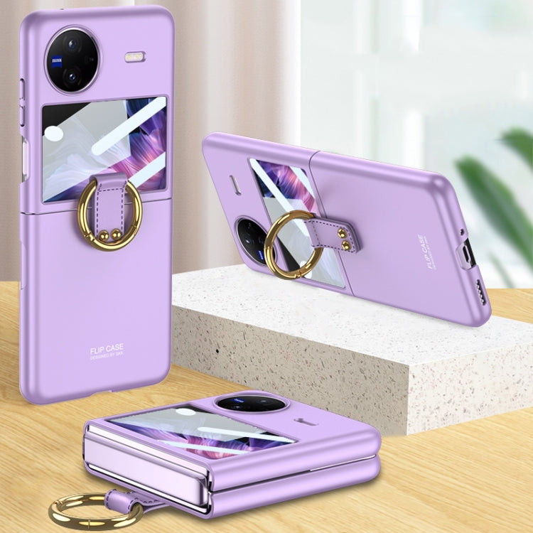 For vivo X Flip GKK Integrated Ultra-thin Full Coverage Phone Case with Ring Holder(Purple) - vivo Cases by GKK | Online Shopping South Africa | PMC Jewellery | Buy Now Pay Later Mobicred