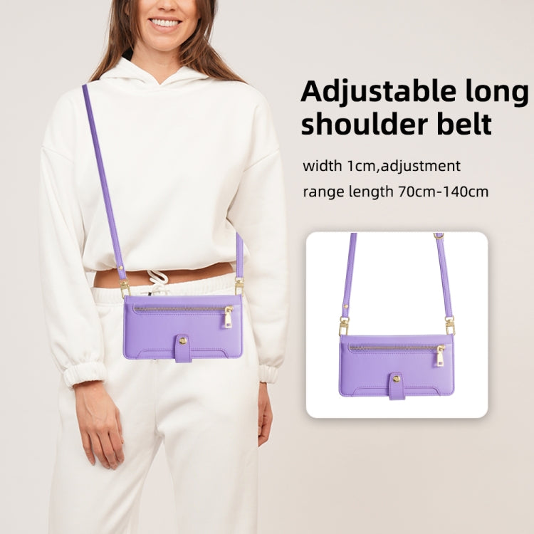 For Itel A48 Sheep Texture Cross-body Zipper Wallet Leather Phone Case(Purple) - More Brand by PMC TechLife | Online Shopping South Africa | PMC TechLife | Buy Now Pay Later Mobicred