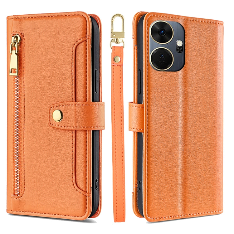 For Itel P55+ 4G Sheep Texture Cross-body Zipper Wallet Leather Phone Case(Orange) - free shipping - PMC TechLife - Order now!