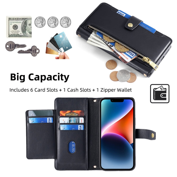 For Itel RS4 4G Sheep Texture Cross-body Zipper Wallet Leather Phone Case(Black) - More Brand by PMC TechLife | Online Shopping South Africa | PMC TechLife | Buy Now Pay Later Mobicred