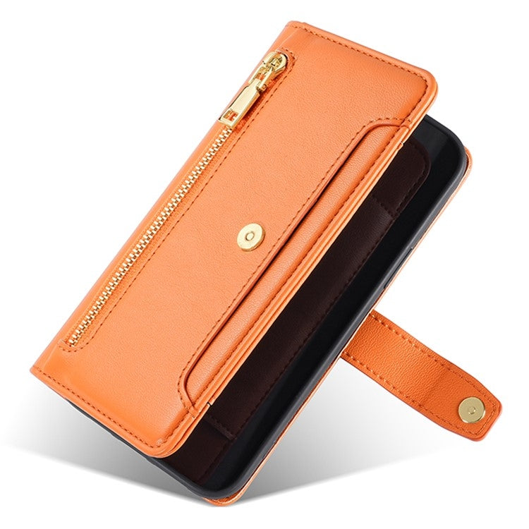 For Itel S24 4G Sheep Texture Cross-body Zipper Wallet Leather Phone Case(Orange) - More Brand by PMC TechLife | Online Shopping South Africa | PMC TechLife | Buy Now Pay Later Mobicred