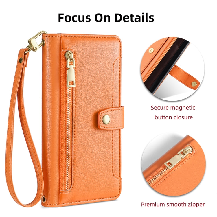 For itel P65 Sheep Texture Cross-body Zipper Wallet Leather Phone Case(Orange) - free shipping - PMC TechLife - Order now!