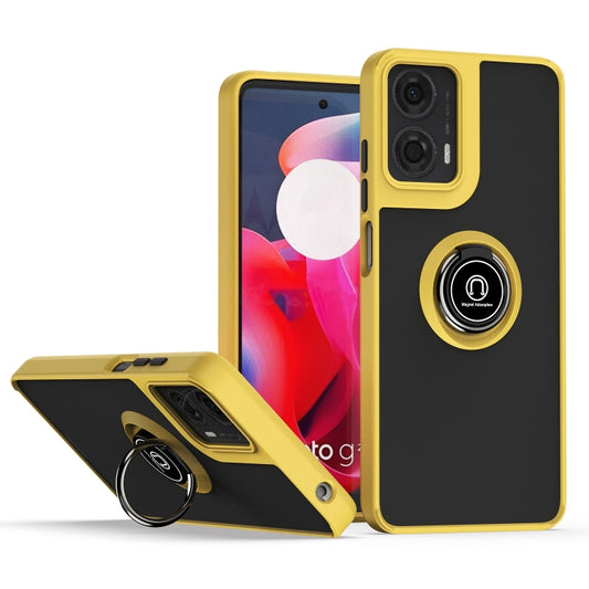 For Motorola Moto G24 / G04 Q Shadow 1 Series TPU + PC Phone Case with Ring(Yellow) - Motorola Cases by PMC Jewellery | Online Shopping South Africa | PMC Jewellery | Buy Now Pay Later Mobicred