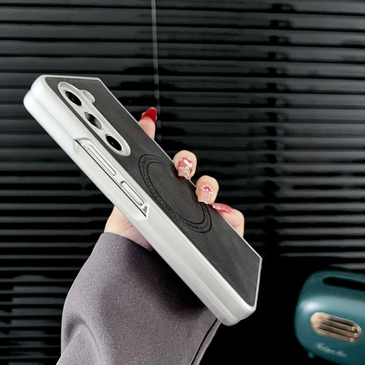 For Samsung Galaxy Z Fold5 Skin Feel Leather Texture MagSafe Pearlescent Paint Shockproof Phone Case(Black) - free shipping - PMC TechLife - Order now!