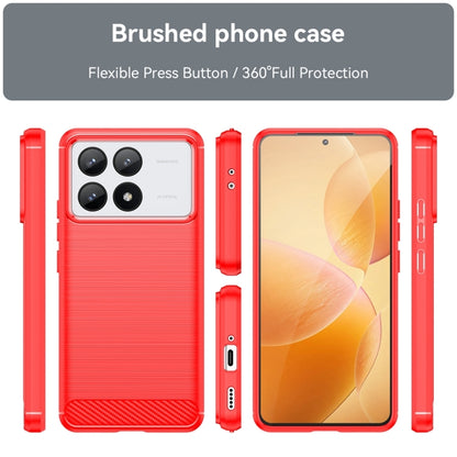 For Xiaomi Redmi K70 Brushed Texture Carbon Fiber TPU Phone Case(Red) - K70 Cases by PMC Jewellery | Online Shopping South Africa | PMC Jewellery | Buy Now Pay Later Mobicred