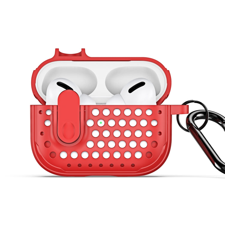 For AirPods Pro DUX DUCIS PECM Series Split Peak Hollow Earphone Case with Hook(Red) - For AirPods Pro by DUX DUCIS | Online Shopping South Africa | PMC Jewellery | Buy Now Pay Later Mobicred