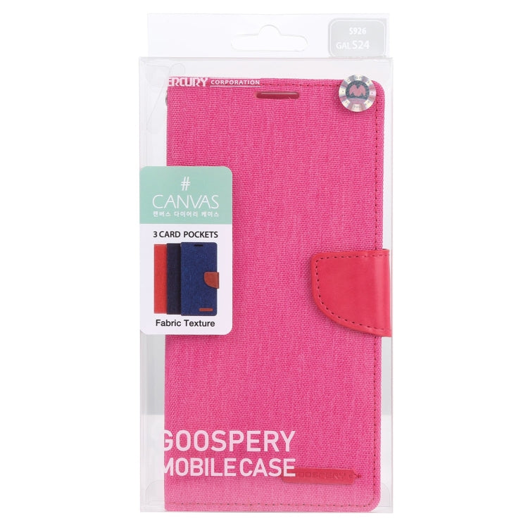 For Samsung Galaxy S24 5G GOOSPERY CANVAS DIARY Fabric Texture Flip Leather Phone Case(Rose Red) - Galaxy S24 5G Cases by GOOSPERY | Online Shopping South Africa | PMC Jewellery | Buy Now Pay Later Mobicred