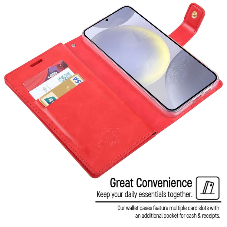 For Samsung Galaxy S24+ 5G GOOSPERY MANSOOR DIARY 9 Card Slots Leather Phone Case(Red) - Galaxy S24+ 5G Cases by GOOSPERY | Online Shopping South Africa | PMC Jewellery | Buy Now Pay Later Mobicred