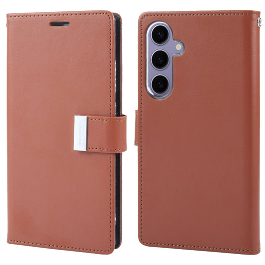 For Samsung Galaxy S24 5G GOOSPERY RICH DIARY Crazy Horse Texture Leather Phone Case(Brown) - Galaxy S24 5G Cases by GOOSPERY | Online Shopping South Africa | PMC Jewellery | Buy Now Pay Later Mobicred