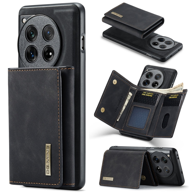 For OnePlus 12 DG.MING M1 Series 3-Fold Multi Card Wallet + Magnetic Phone Case(Black) - OnePlus Cases by DG.MING | Online Shopping South Africa | PMC TechLife | Buy Now Pay Later Mobicred