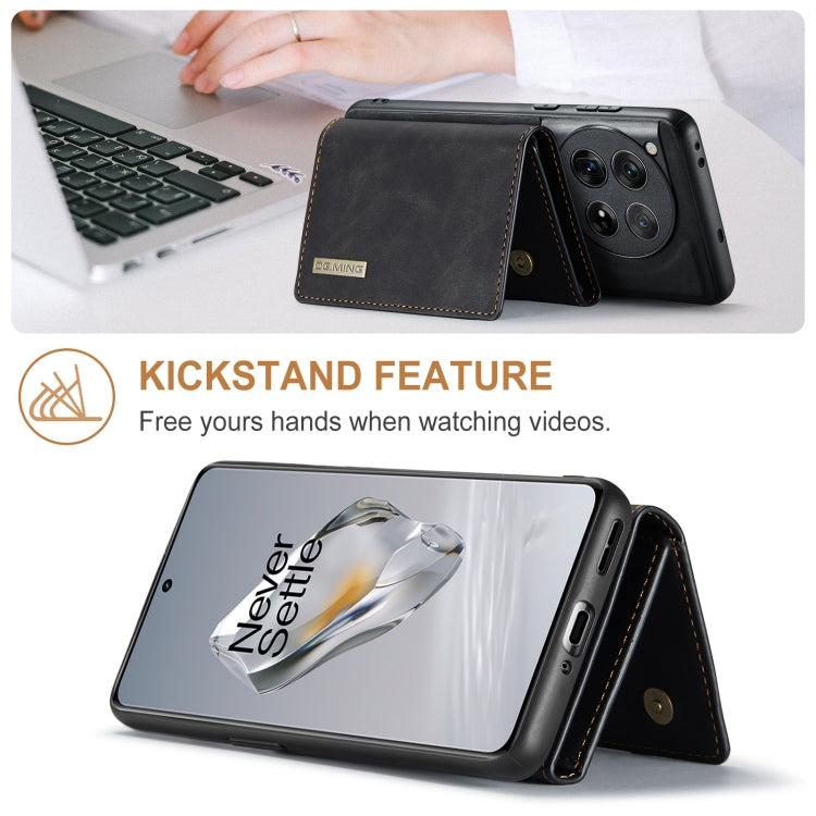 For OnePlus 12 DG.MING M1 Series 3-Fold Multi Card Wallet + Magnetic Phone Case(Black) - OnePlus Cases by DG.MING | Online Shopping South Africa | PMC TechLife | Buy Now Pay Later Mobicred