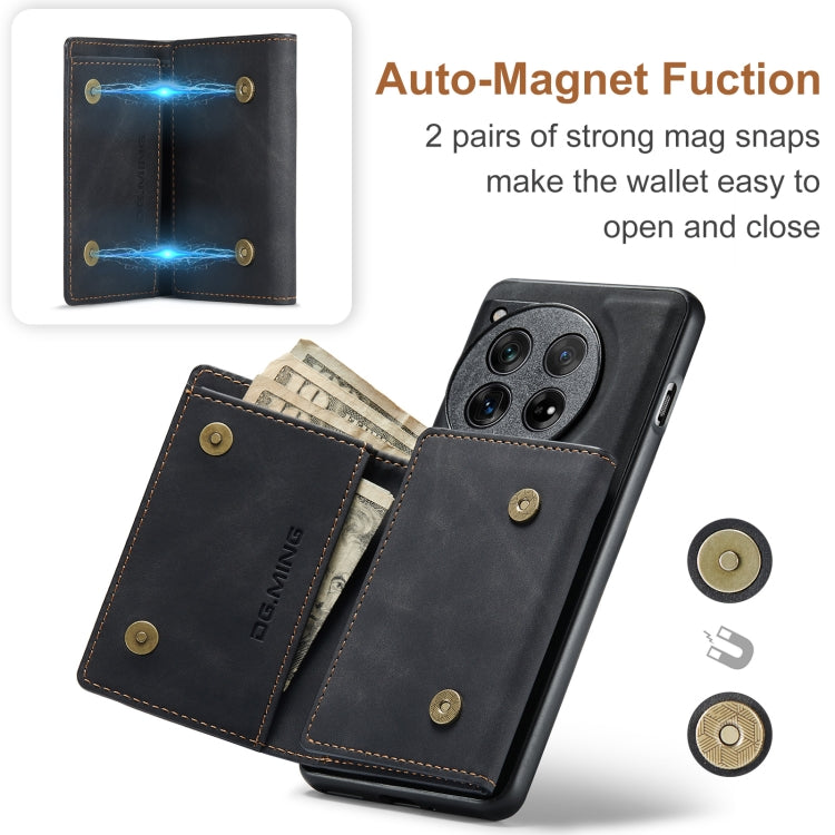 For OnePlus 12 DG.MING M1 Series 3-Fold Multi Card Wallet + Magnetic Phone Case(Black) - OnePlus Cases by DG.MING | Online Shopping South Africa | PMC TechLife | Buy Now Pay Later Mobicred