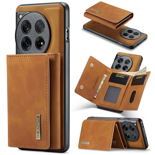 For OnePlus 12 DG.MING M1 Series 3-Fold Multi Card Wallet + Magnetic Phone Case(Brown) - OnePlus Cases by DG.MING | Online Shopping South Africa | PMC Jewellery | Buy Now Pay Later Mobicred