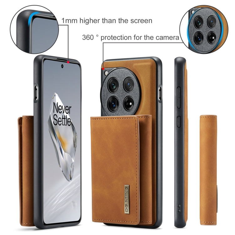 For OnePlus 12 DG.MING M1 Series 3-Fold Multi Card Wallet + Magnetic Phone Case(Brown) - OnePlus Cases by DG.MING | Online Shopping South Africa | PMC TechLife | Buy Now Pay Later Mobicred