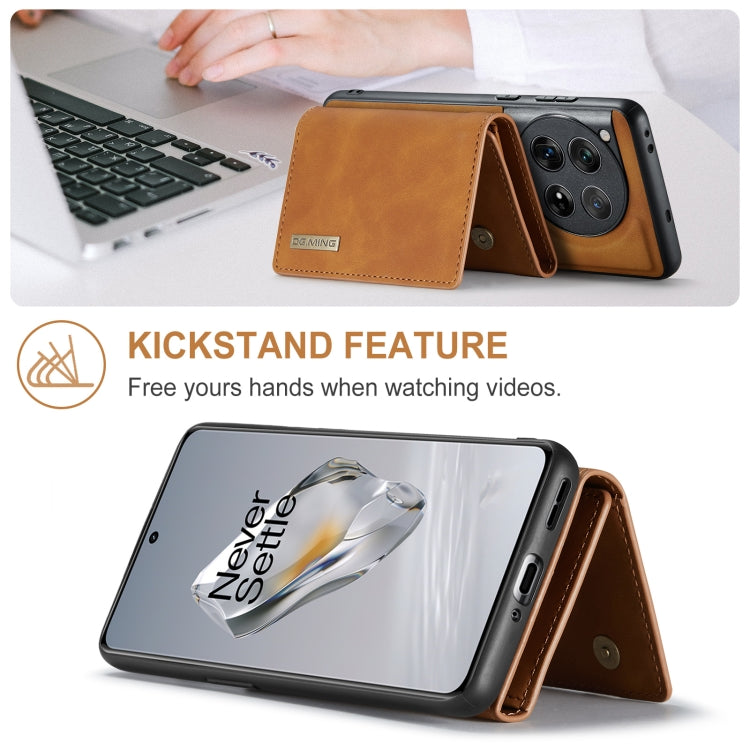 For OnePlus 12 DG.MING M1 Series 3-Fold Multi Card Wallet + Magnetic Phone Case(Brown) - OnePlus Cases by DG.MING | Online Shopping South Africa | PMC TechLife | Buy Now Pay Later Mobicred
