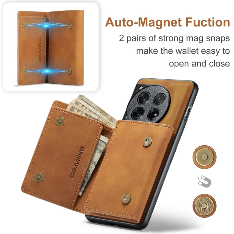 For OnePlus 12 DG.MING M1 Series 3-Fold Multi Card Wallet + Magnetic Phone Case(Brown) - OnePlus Cases by DG.MING | Online Shopping South Africa | PMC TechLife | Buy Now Pay Later Mobicred