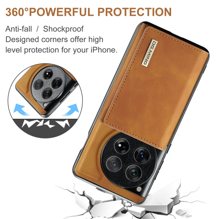 For OnePlus 12 DG.MING M1 Series 3-Fold Multi Card Wallet + Magnetic Phone Case(Brown) - OnePlus Cases by DG.MING | Online Shopping South Africa | PMC TechLife | Buy Now Pay Later Mobicred