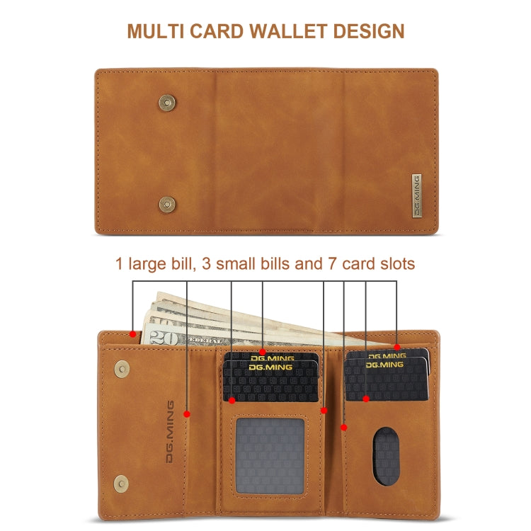 For OnePlus 12 DG.MING M1 Series 3-Fold Multi Card Wallet + Magnetic Phone Case(Brown) - OnePlus Cases by DG.MING | Online Shopping South Africa | PMC TechLife | Buy Now Pay Later Mobicred