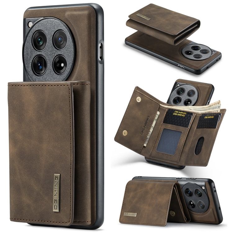 For OnePlus 12 DG.MING M1 Series 3-Fold Multi Card Wallet + Magnetic Phone Case(Coffee) - OnePlus Cases by DG.MING | Online Shopping South Africa | PMC TechLife | Buy Now Pay Later Mobicred