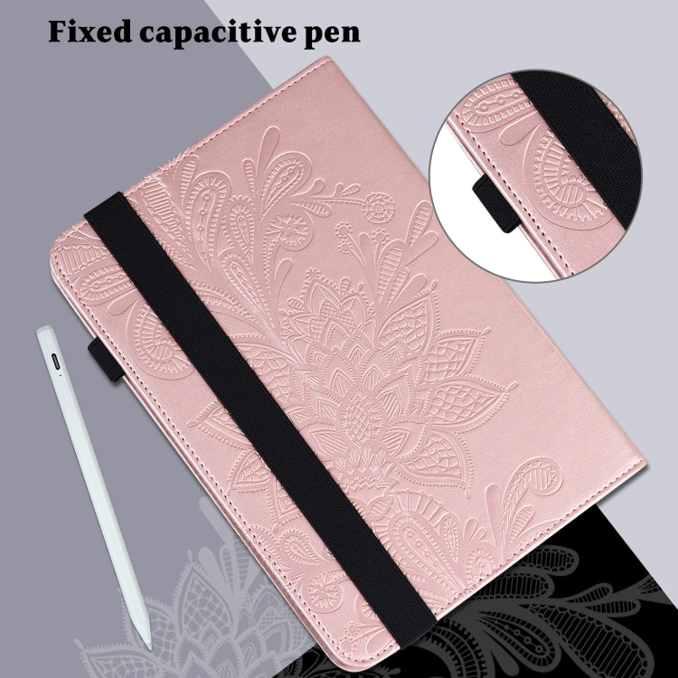 For Lenovo Tab M11 / Xiaoxin Pad 11 2024 Lace Flower Embossing Pattern Leather Tablet Case(Gold) - Lenovo by PMC Jewellery | Online Shopping South Africa | PMC Jewellery | Buy Now Pay Later Mobicred