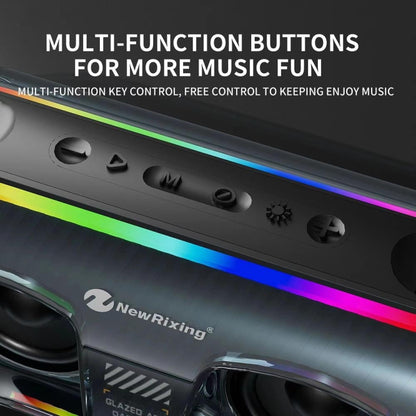 New Rixing NR8806 Portable Outdoor Wireless Bluetooth Speaker RGB Colorful Subwoofer, Style:Dual Mic(Black) - Desktop Speaker by NewRixing | Online Shopping South Africa | PMC Jewellery | Buy Now Pay Later Mobicred