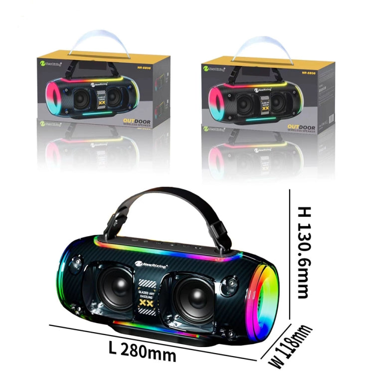 New Rixing NR8806 Portable Outdoor Wireless Bluetooth Speaker RGB Colorful Subwoofer, Style:Single Mic(Black) - Desktop Speaker by NewRixing | Online Shopping South Africa | PMC Jewellery | Buy Now Pay Later Mobicred