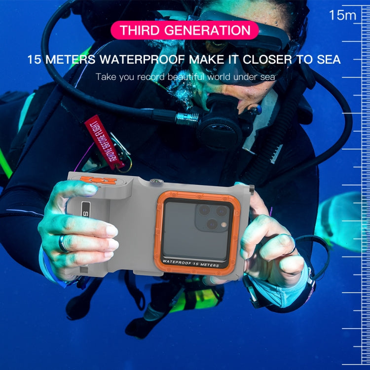 Diving Shell Gen3 Bluetooth Waterproof Phone Case(Grey Orange) - Waterproof Bag by PMC TechLife | Online Shopping South Africa | PMC TechLife | Buy Now Pay Later Mobicred