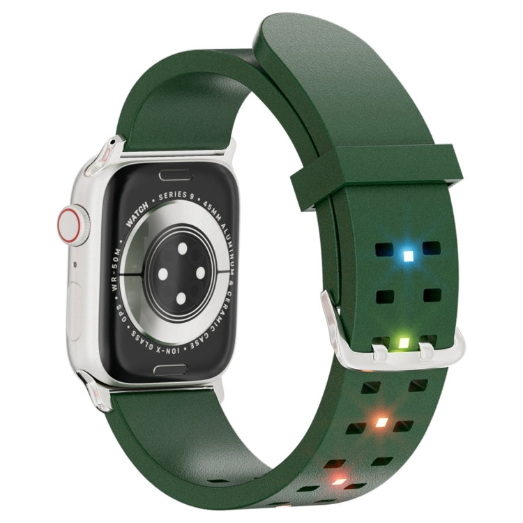 For Apple Watch Series 8 41mm Luminous Colorful Light Silicone Watch Band(Green) - Watch Bands by PMC Jewellery | Online Shopping South Africa | PMC Jewellery