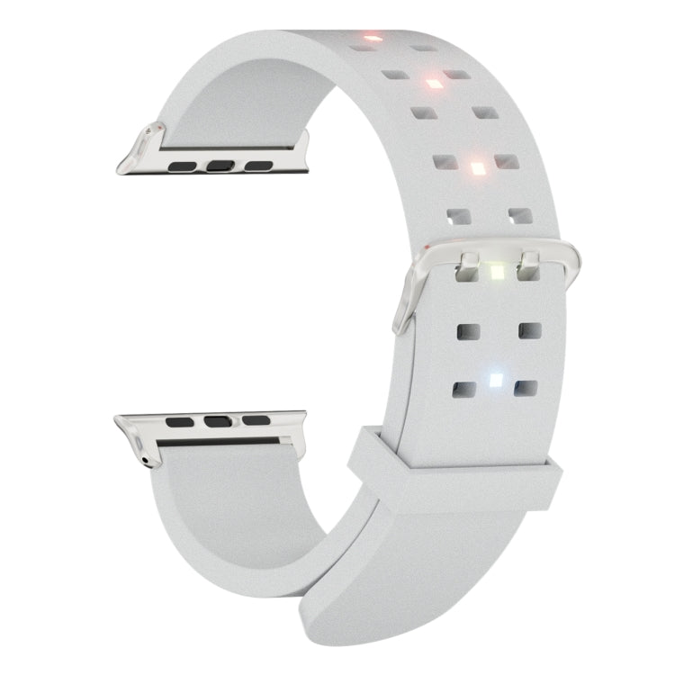 For Apple Watch Series 2 42mm Luminous Colorful Light Silicone Watch Band(Light Grey) - Watch Bands by PMC TechLife | Online Shopping South Africa | PMC TechLife