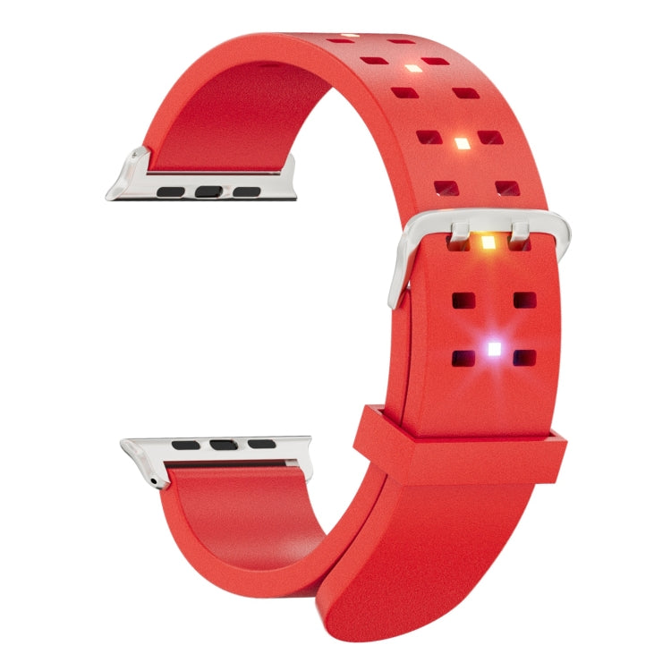 For Apple Watch Series 2 42mm Luminous Colorful Light Silicone Watch Band(Red) - Watch Bands by PMC Jewellery | Online Shopping South Africa | PMC Jewellery