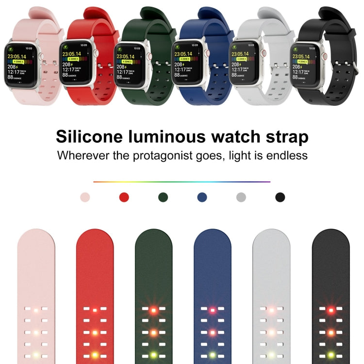 For Apple Watch Series 8 45mm Luminous Colorful Light Silicone Watch Band(Red) - Watch Bands by PMC Jewellery | Online Shopping South Africa | PMC Jewellery