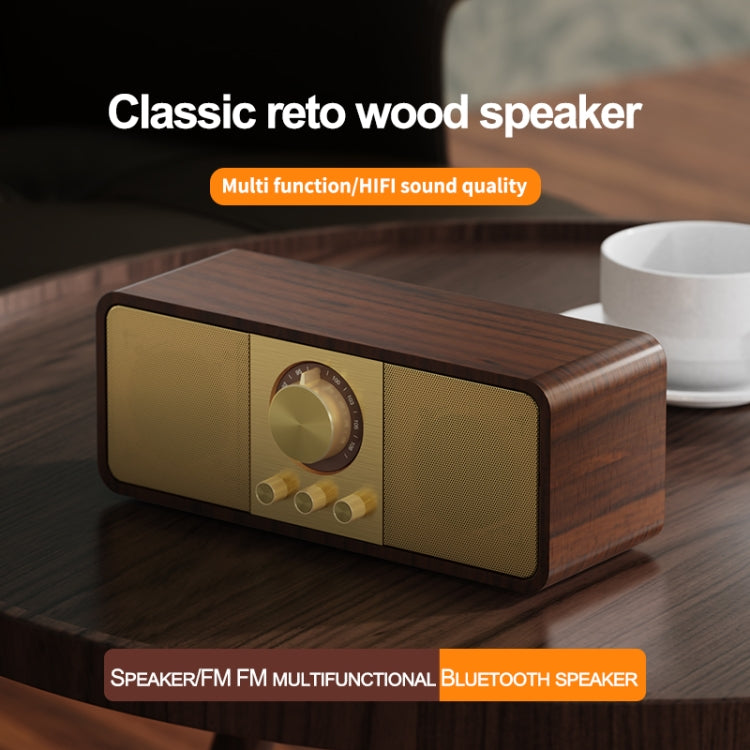 OneDer JY82 Wooden Retro Styling Wireless Speaker HIFI Classic FM Radio Support TF / U-Disk / AUX(Leather Green) - Desktop Speaker by OneDer | Online Shopping South Africa | PMC Jewellery | Buy Now Pay Later Mobicred