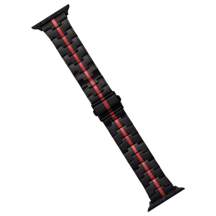 For Apple Watch 38mm Stainless Steel Watch Band(Black Red) - free shipping - PMC TechLife - Order now!