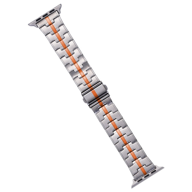 For Apple Watch 38mm Stainless Steel Watch Band(Silver Orange) - Watch Bands by PMC TechLife | Online Shopping South Africa | PMC TechLife