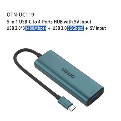 Onten UC119 5 in 1 USB-C / Type-C to USB 4-Ports USB HUB with 5V Input - USB HUB by Onten | Online Shopping South Africa | PMC Jewellery | Buy Now Pay Later Mobicred