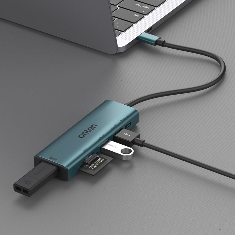 Onten UC120 6 in 1 USB-C to SD / TF Card Reader with 3-Ports USB HUB & 5V Input - USB HUB by Onten | Online Shopping South Africa | PMC Jewellery | Buy Now Pay Later Mobicred