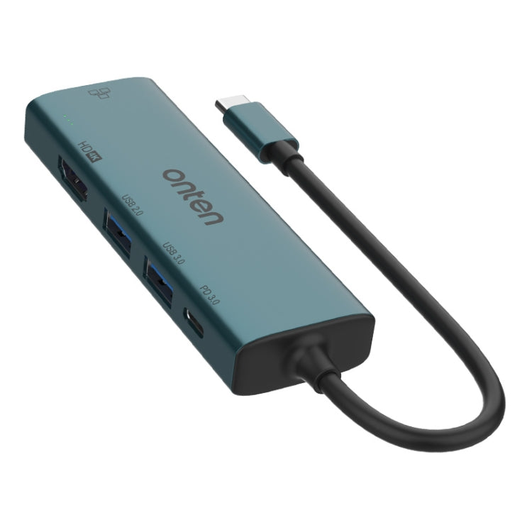 Onten UC125 5 in 1 USB-C / Type-C to HDMI+USB3.0+PD3.0 Multi-function HUB with 100Mbps Network Card - USB HUB by Onten | Online Shopping South Africa | PMC Jewellery | Buy Now Pay Later Mobicred