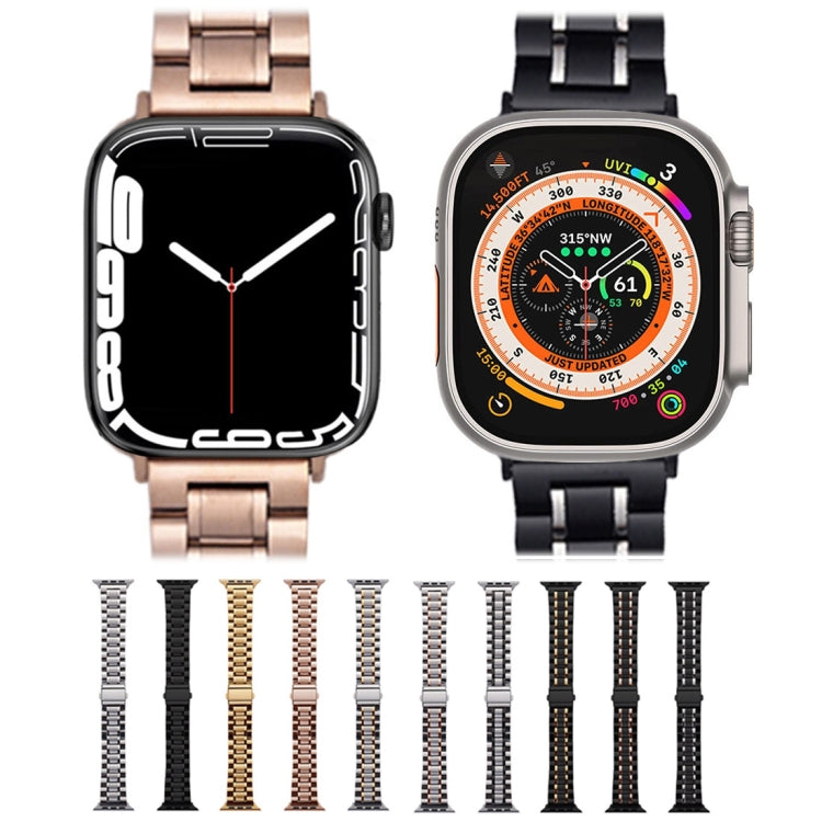 For Apple Watch 38mm Five-Beads Stainless Steel Watch Band(Black Silver) - free shipping - PMC TechLife - Order now!