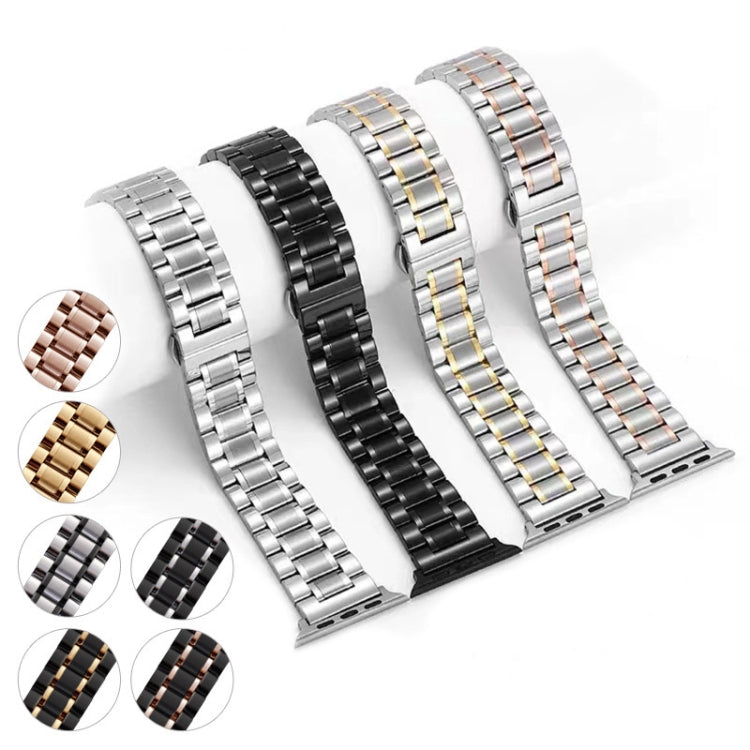 For Apple Watch 38mm Five-Beads Stainless Steel Watch Band(Black Silver) - free shipping - PMC TechLife - Order now!