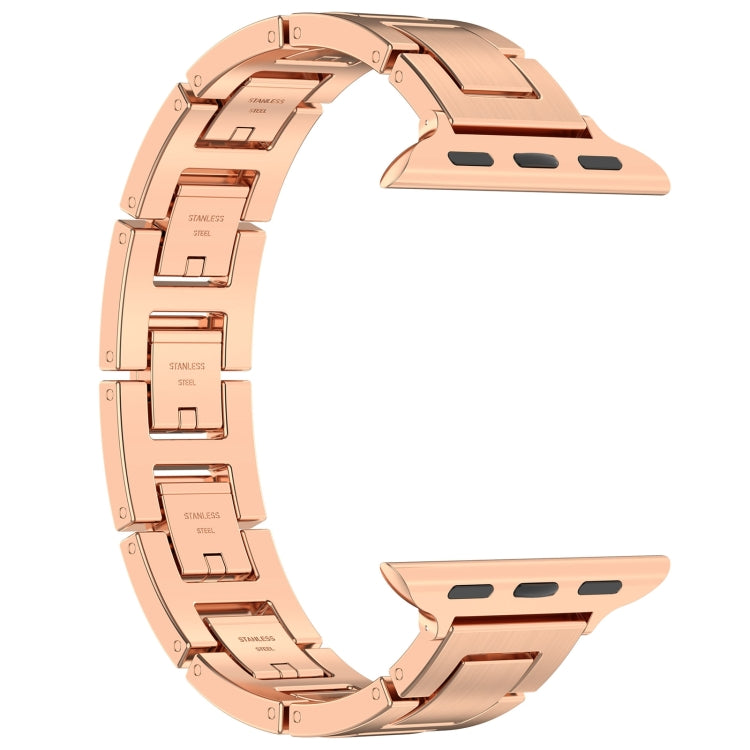 For Apple Watch Ultra 2 49mm H Slim Stainless Steel Watch Band(Rose Gold) - Watch Bands by PMC Jewellery | Online Shopping South Africa | PMC Jewellery