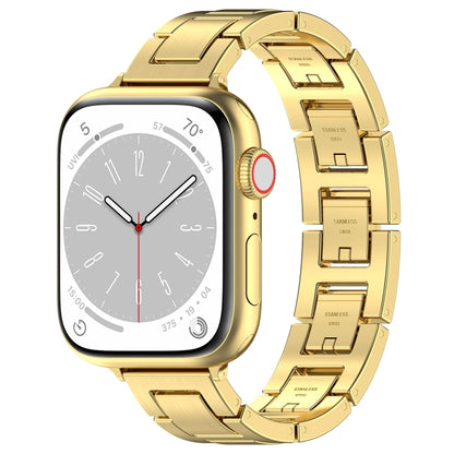 For Apple Watch Series 8 41mm H Slim Stainless Steel Watch Band(Gold) - Watch Bands by PMC Jewellery | Online Shopping South Africa | PMC Jewellery