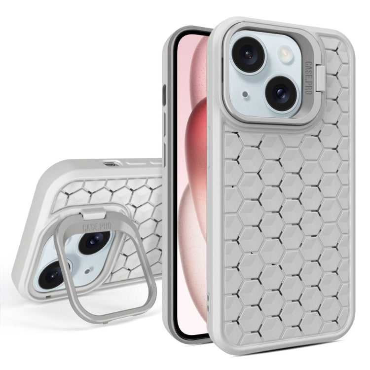 For iPhone 15 Honeycomb Radiating Lens Holder Magsafe Phone Case(Grey) - iPhone 15 Cases by PMC Jewellery | Online Shopping South Africa | PMC Jewellery