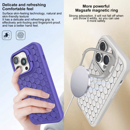 For iPhone 16 Pro Honeycomb Radiating Lens Holder Magsafe Phone Case(Purple) - iPhone 16 Pro Cases by PMC Jewellery | Online Shopping South Africa | PMC Jewellery | Buy Now Pay Later Mobicred