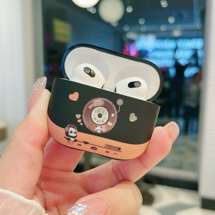 For AirPods 2 / 1 Panda Records Pattern Earbuds Box Frosted TPU Case(White) - For AirPods 1/2 by PMC Jewellery | Online Shopping South Africa | PMC Jewellery | Buy Now Pay Later Mobicred