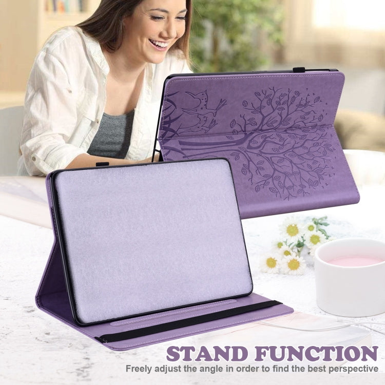 For Lenovo Tab M11 / Xiaoxin Pad 11 2024 Tree & Deer Embossed Leather Tablet Case(Purple) - Lenovo by PMC Jewellery | Online Shopping South Africa | PMC Jewellery | Buy Now Pay Later Mobicred