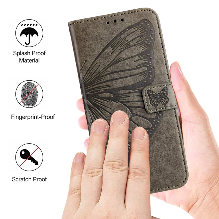 For Google Pixel 9 Pro XL Embossed Butterfly Leather Phone Case(Grey) - Google Cases by PMC Jewellery | Online Shopping South Africa | PMC Jewellery | Buy Now Pay Later Mobicred