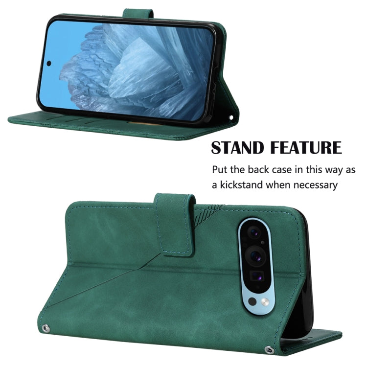 For Google Pixel 9 Crossbody 3D Embossed Flip Leather Phone Case(Dark Green) - Google Cases by PMC TechLife | Online Shopping South Africa | PMC TechLife | Buy Now Pay Later Mobicred
