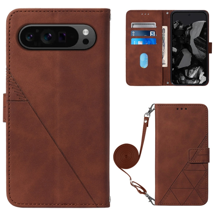 For Google Pixel 9 Pro Crossbody 3D Embossed Flip Leather Phone Case(Brown) - Google Cases by PMC Jewellery | Online Shopping South Africa | PMC Jewellery | Buy Now Pay Later Mobicred