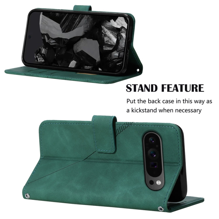 For Google Pixel 9 Pro Crossbody 3D Embossed Flip Leather Phone Case(Dark Green) - Google Cases by PMC TechLife | Online Shopping South Africa | PMC TechLife | Buy Now Pay Later Mobicred