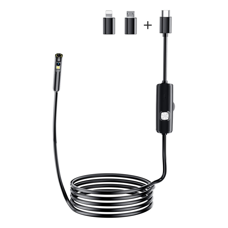 AN112 8mm Double Lenses HD Industry Endoscope Type-C + Micro USB + 8 Pin Connection, Length:2m Hard Tube -  by PMC TechLife | Online Shopping South Africa | PMC TechLife | Buy Now Pay Later Mobicred